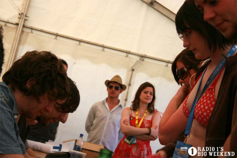 The Kooks in the signing tent