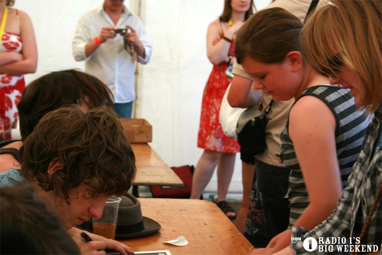 The Kooks in the signing tent