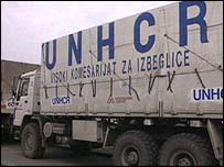 Caminhão da Acnur em Srebrenica