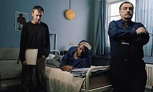 John Simm as Bruce, Shaun Parkes as Christopher and Brian Cox as Robert in Blue/Orange
