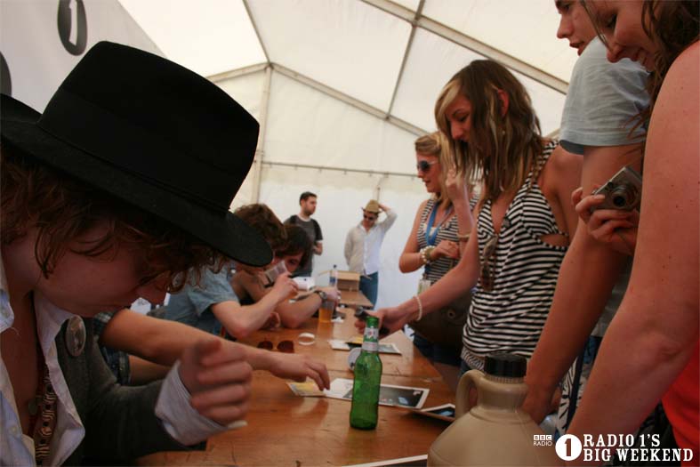 The Kooks in the signing tent