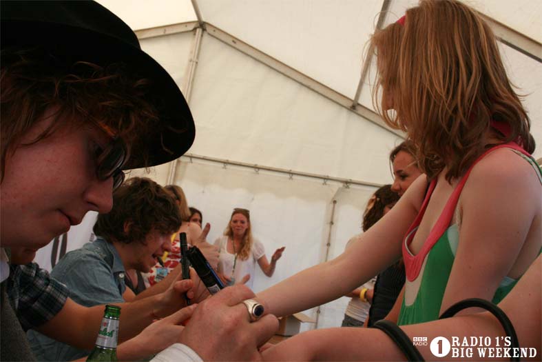 The Kooks in the signing tent