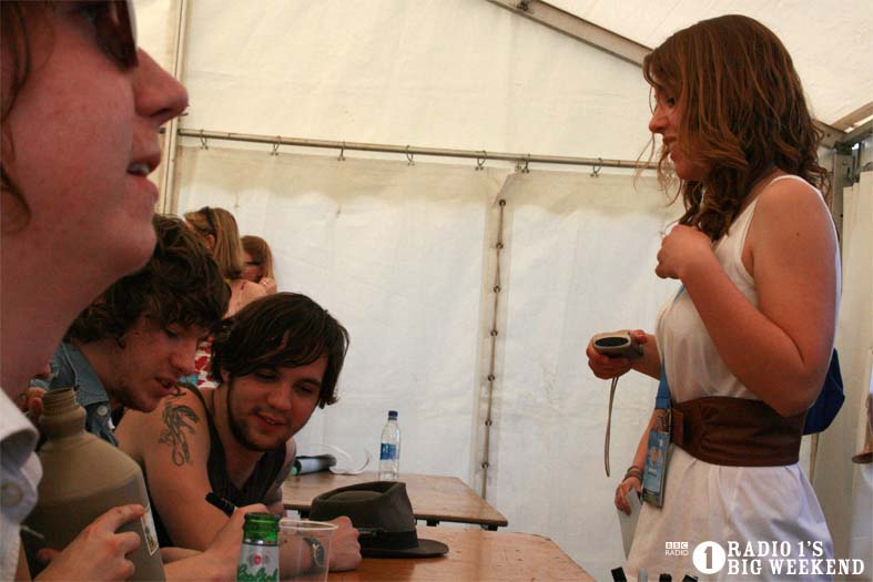 The Kooks in the signing tent