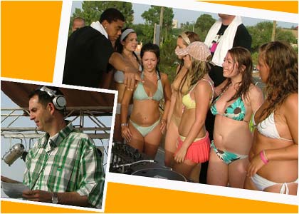 Scott Mills and Westwood at the pool party