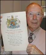 The official scroll sent to the Ramsden family after Arthur's death