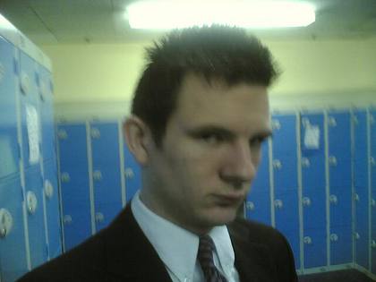In the locker room.