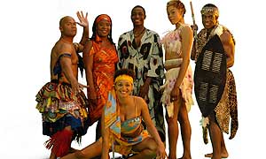 Strictly African Dancing dancers. From left: Louis, Tessa, Tupele, Tunde, Antonia and Robbie
