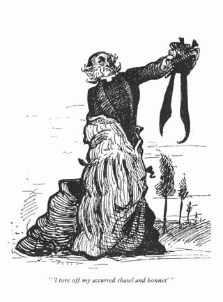 GK Chesterton - I tore off my accursed shawl and bonnet. Illustration from The Club of Queer Trades. 