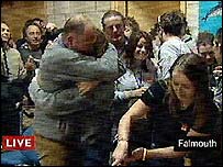 Control room joy as Ellen crosses the line