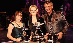 Sports Personality 2006 winners: Beth Tweddle (third), Zara Phillips (first) and Darren Clarke (second)