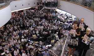 News team and staff at Television Centre