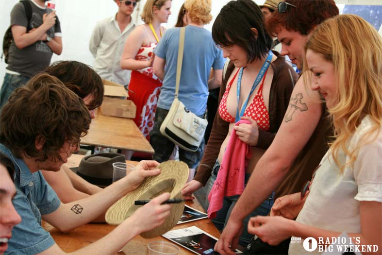 The Kooks in the signing tent