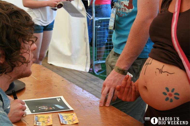 The Kooks in the signing tent