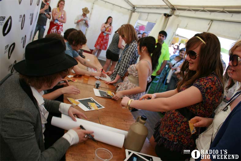 The Kooks in the signing tent