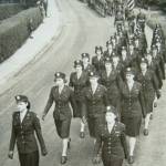 photograph of March Past of Nurses at the USA Military Hospital in Warrington - July 1943.  The Nurses had just returned form Iceland.