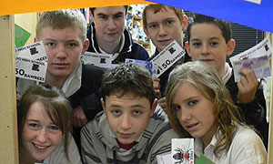 Pupils at the new bureau de change