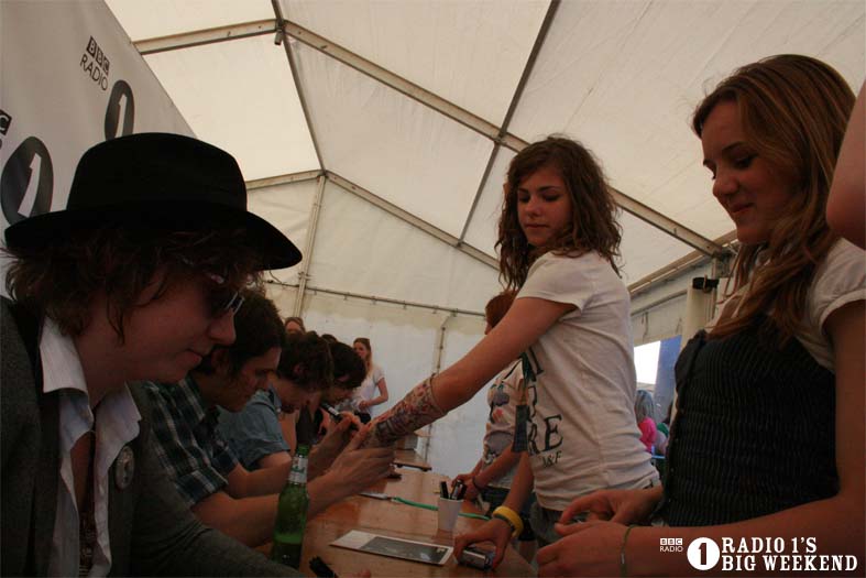 The Kooks in the signing tent