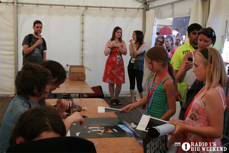 The Kooks in the signing tent
