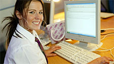 Woman at a computer