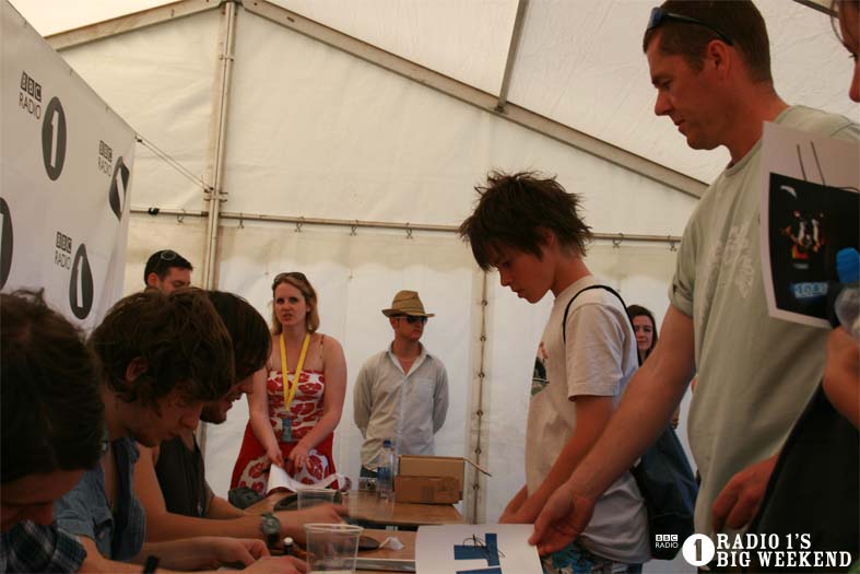 The Kooks in the signing tent