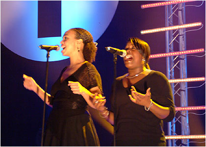 Natasha Bedingfield on stage at the R1 / TOTP Christmas Party