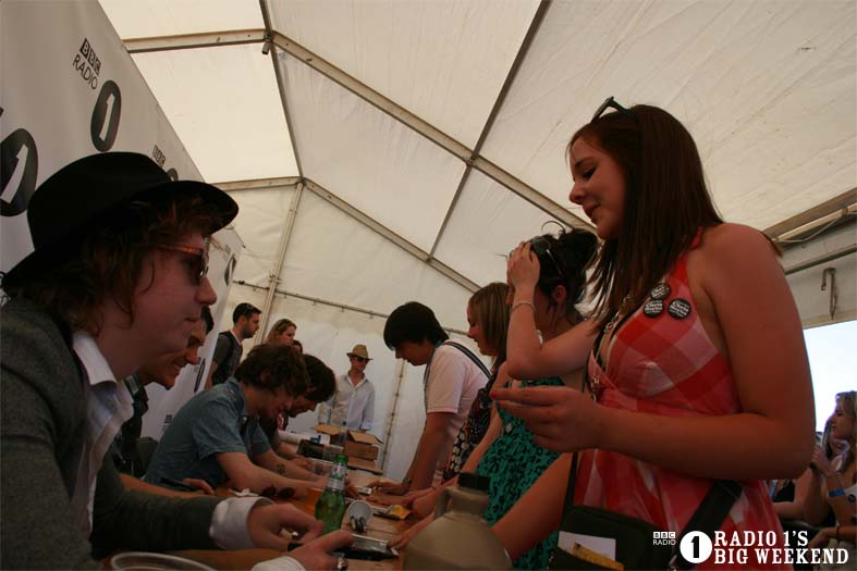 The Kooks in the signing tent