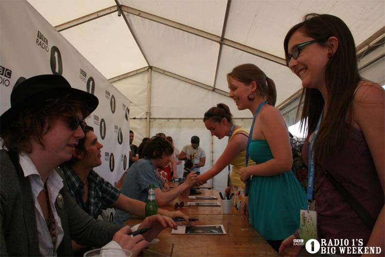 The Kooks in the signing tent