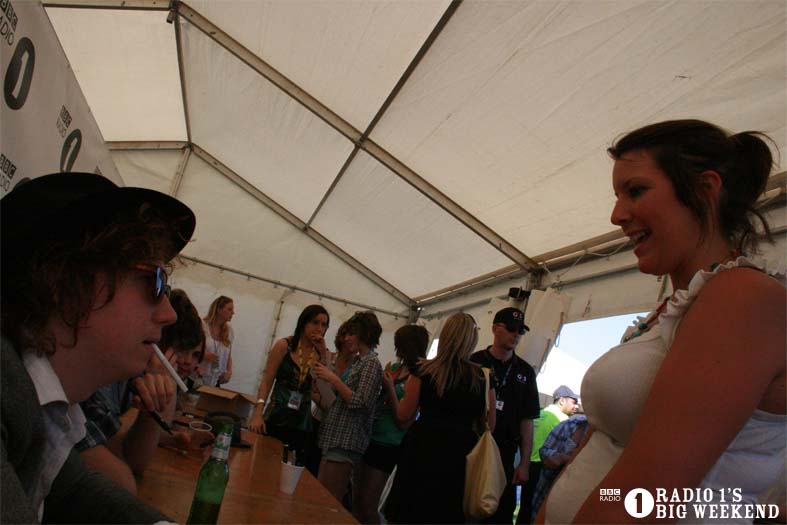 The Kooks in the signing tent
