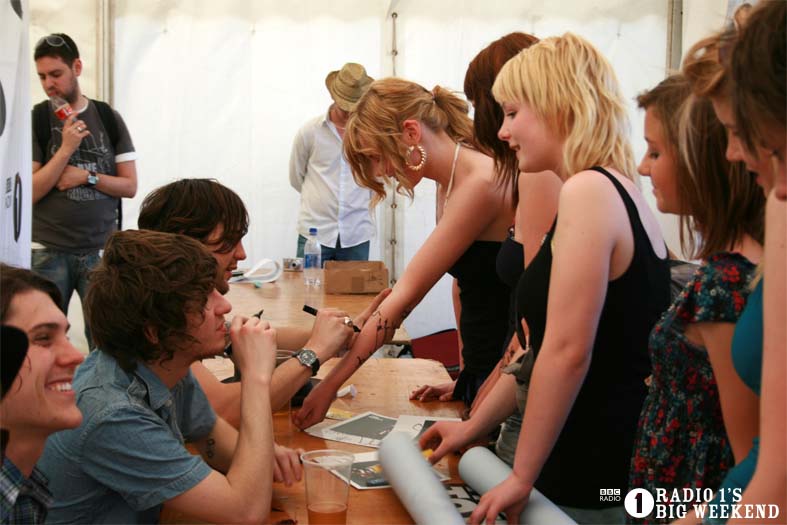 The Kooks in the signing tent
