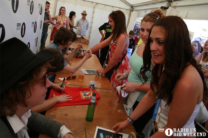 The Kooks in the signing tent