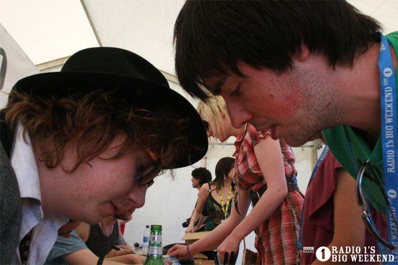 The Kooks in the signing tent