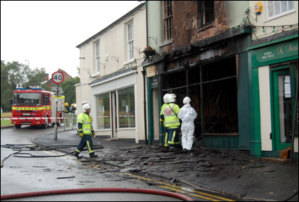 The front of the building is investigated