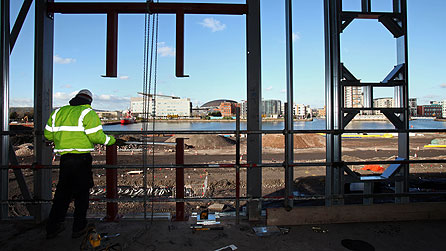 View of Cardiff Bay from inside the drama centre
