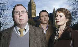 Timothy Spall as Mr Harvey, Ben Miles as Mr Cole and Celia Imrie as Miss Davies
