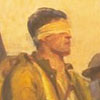 Detail showing a blindfolded soldier