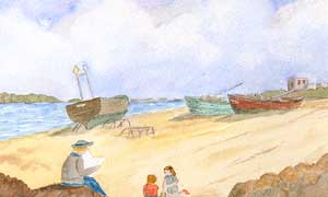 Beach scene.