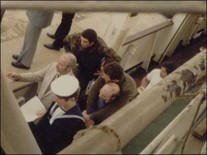 Offloading Falklands casualties at Rio de Janeiro