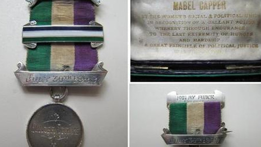 John Brock talks about a hunger strike medal awarded to a young Suffragette John Brock talks about a hunger strike medal awarded to a young Suffragette