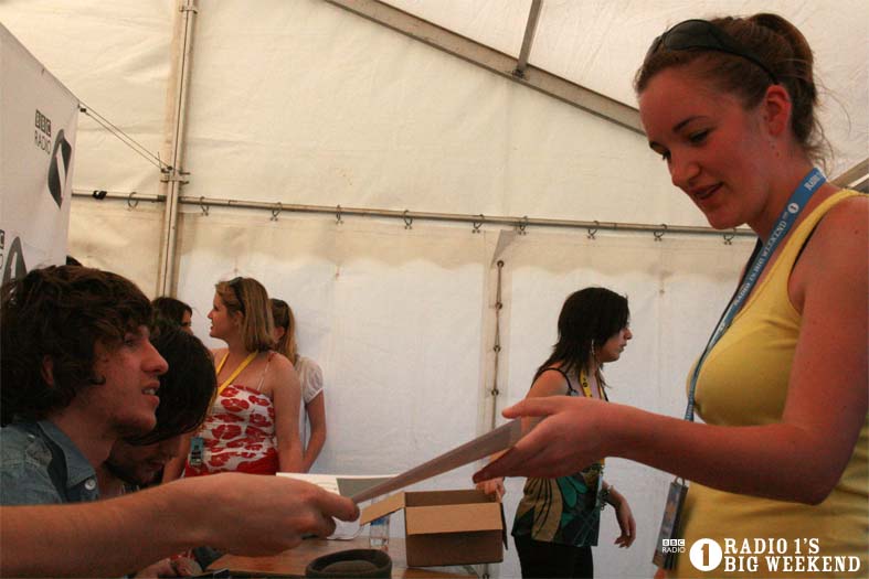 The Kooks in the signing tent