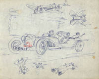 Ian Fleming's sketch of Chitty Chitty Bang Bang