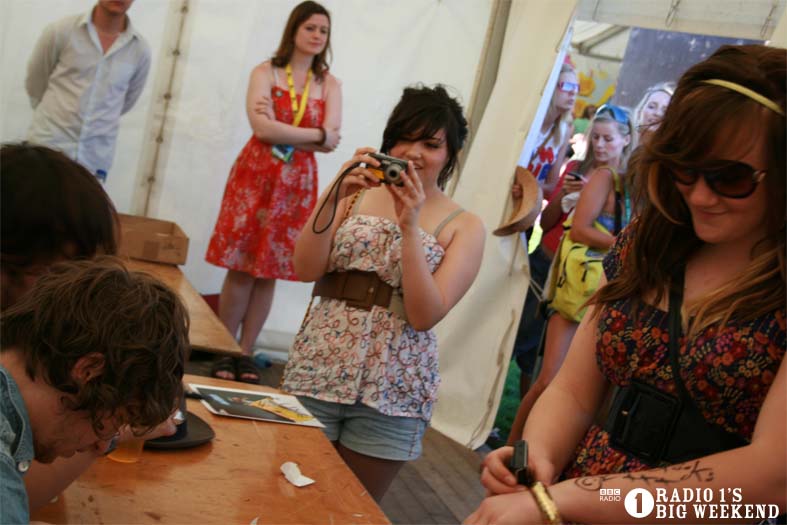 The Kooks in the signing tent