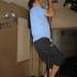 Dev climbs the pole