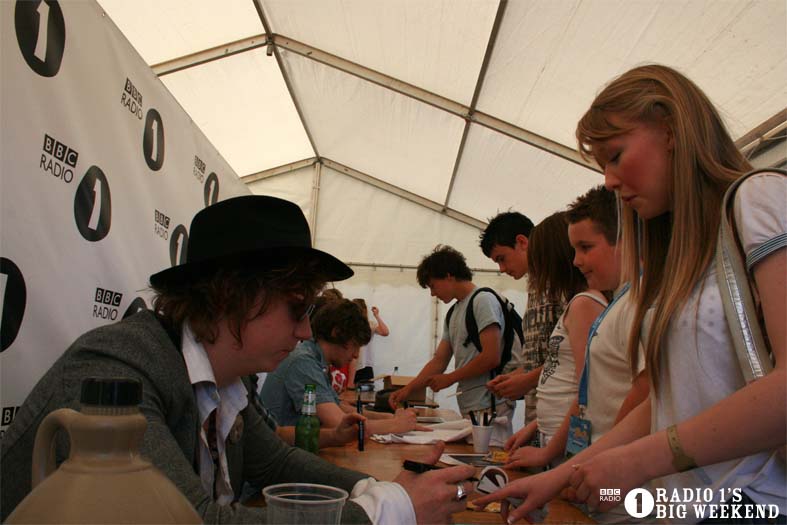 The Kooks in the signing tent