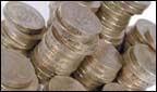 Piles of money which people gamble away.