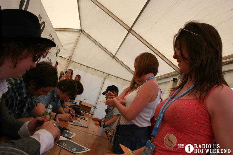 The Kooks in the signing tent
