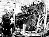Image of 'Mary Rose' in dry dock after her salvage from the Solent