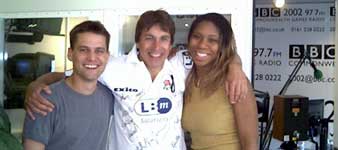 John Inverdale with presenters Chris and Jessie