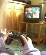 child playing computer game